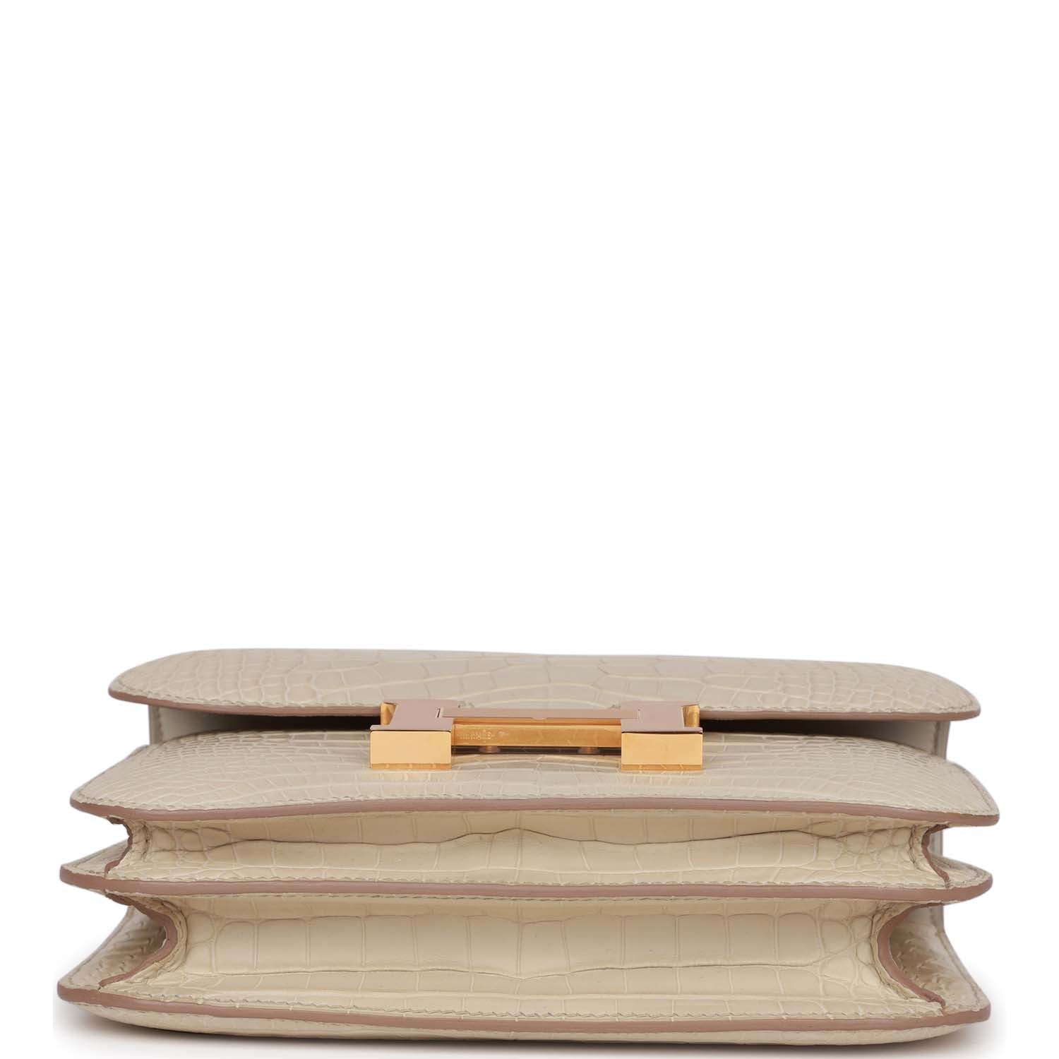 Hermes Constance 18 Beton Matte Alligator Mississippiensis Gold Hardware