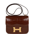 Hermes Constance 18 Miel Shiny Alligator Gold Hardware