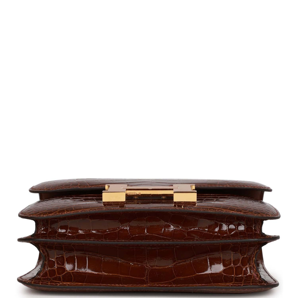 Hermes Constance 18 Miel Shiny Alligator Gold Hardware