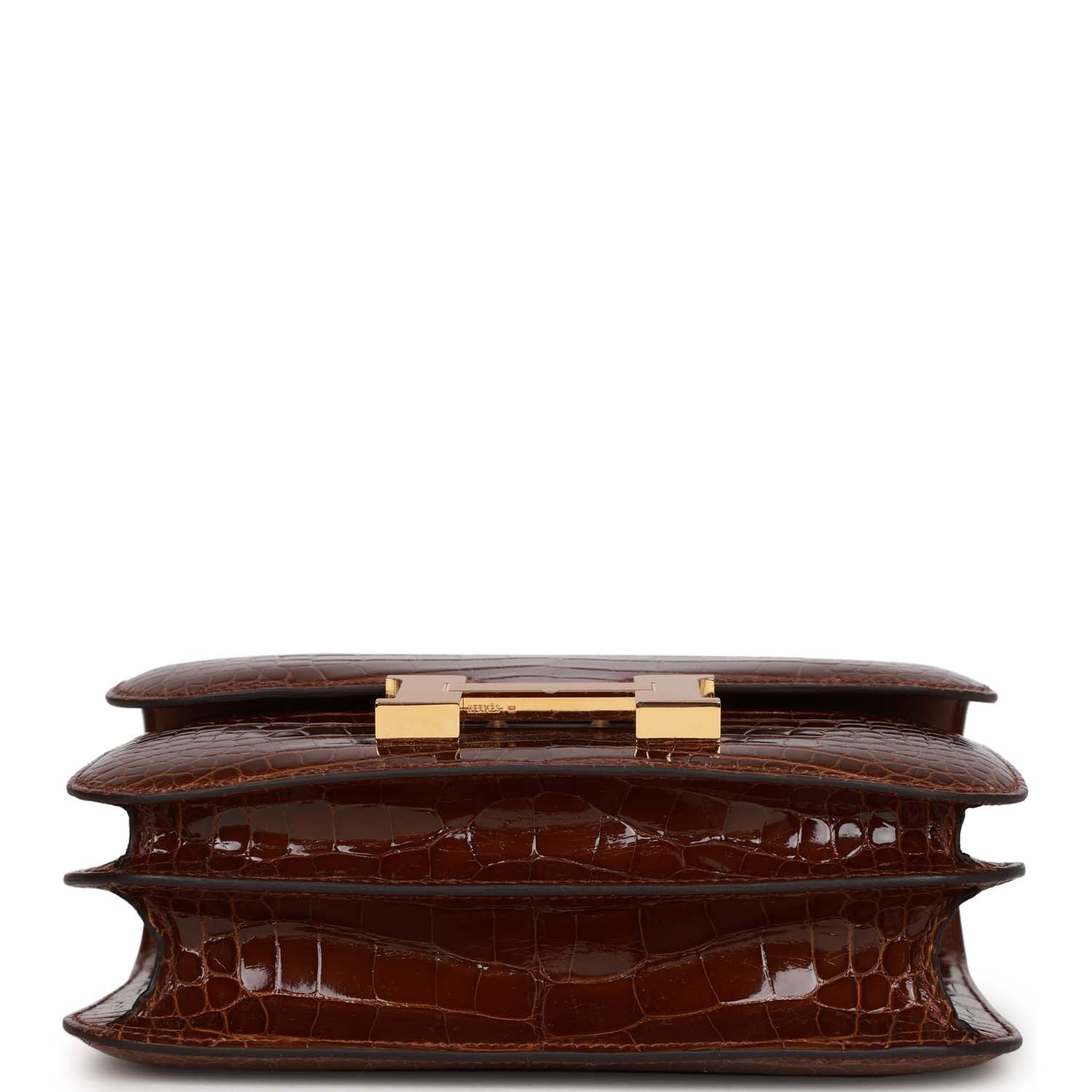 Hermes Constance 18 Miel Shiny Alligator Gold Hardware
