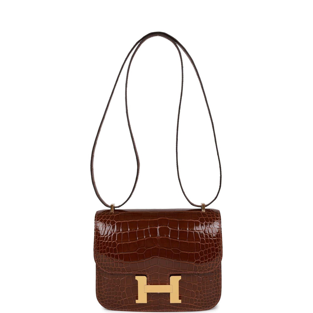 Hermes Constance 18 Miel Shiny Alligator Gold Hardware