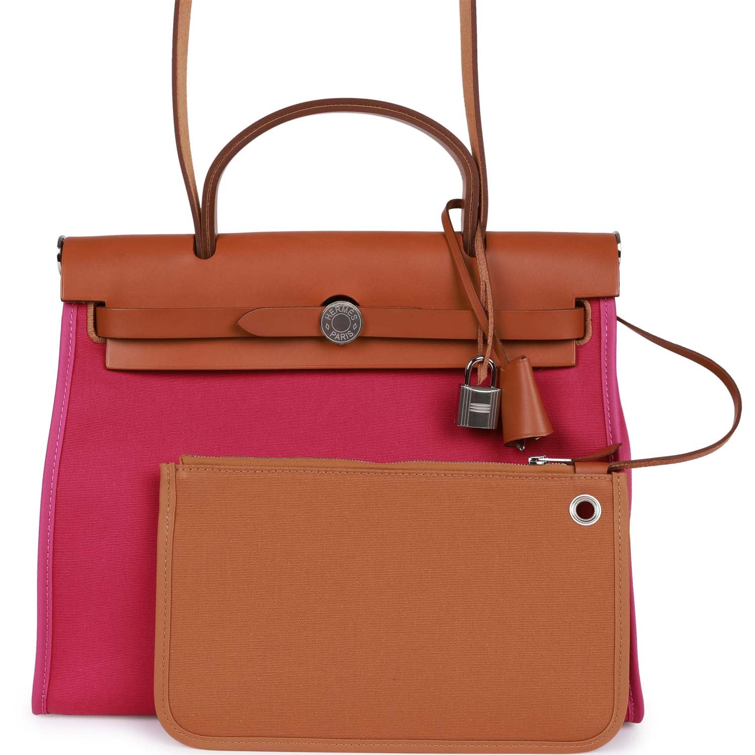 Hermes Herbag Zip PM 31 Rose Pourpre Toile H Berline Vache Barenia Hunter Palladium Hardware
