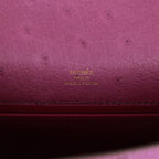Hermes Kelly Pochette Anemone Ostrich Permabrass Hardware