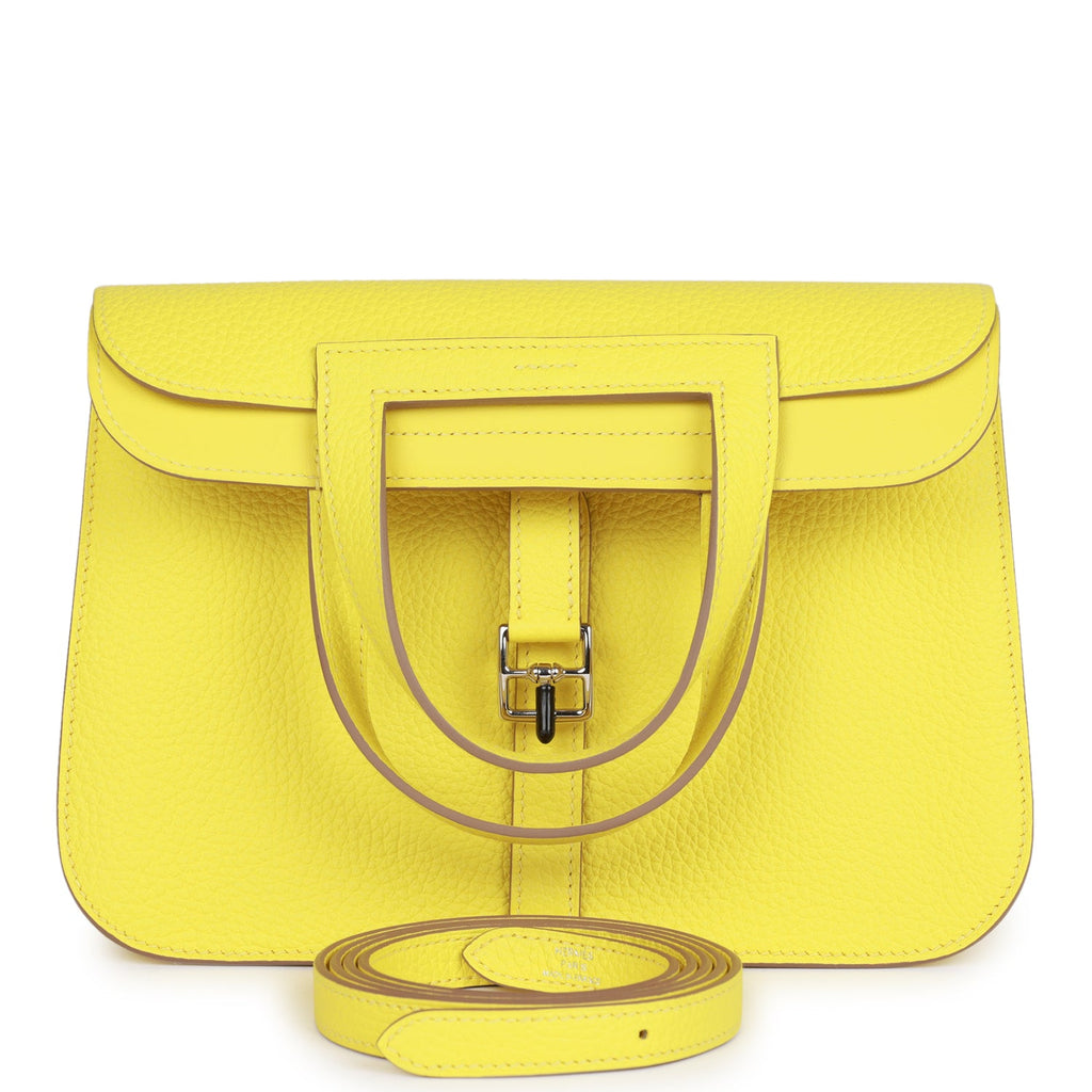 Hermes Halzan 25 Lime Clemence Palladium Hardware