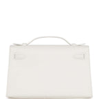 Hermes Kelly Pochette White Swift Gold Hardware