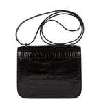 Hermes Constance 18 Black Shiny Alligator Palladium Tiger's Eye Hardware