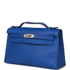 Hermes Kelly Pochette Bleu Royal Swift Palladium Hardware