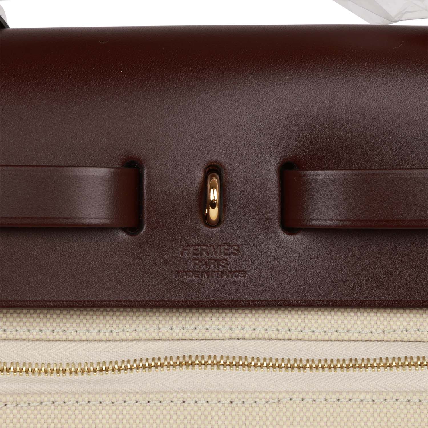 Hermes Herbag Zip PM 31 Beton Toile H Berline Rouge Sellier Hunter Gold Hardware