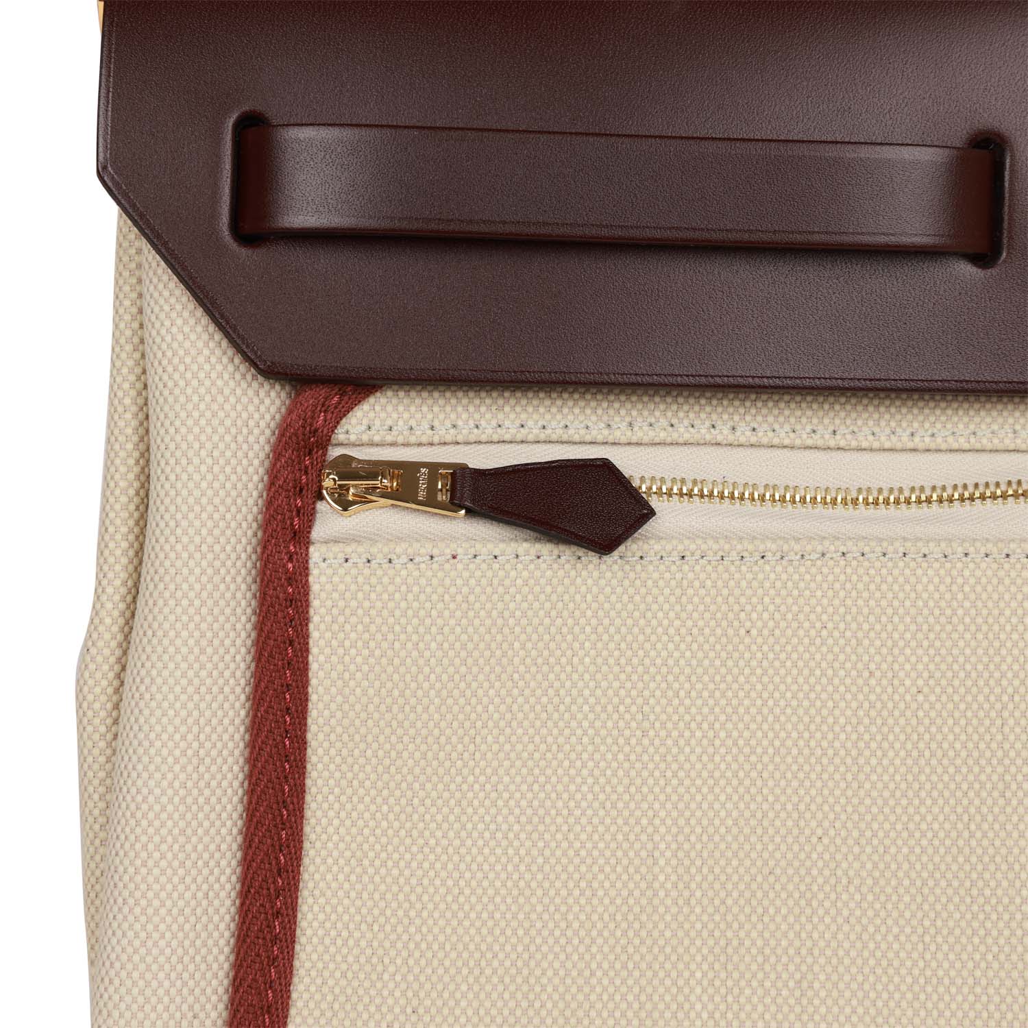 Hermes Herbag Zip PM 31 Beton Toile H Berline Rouge Sellier Hunter Gold Hardware