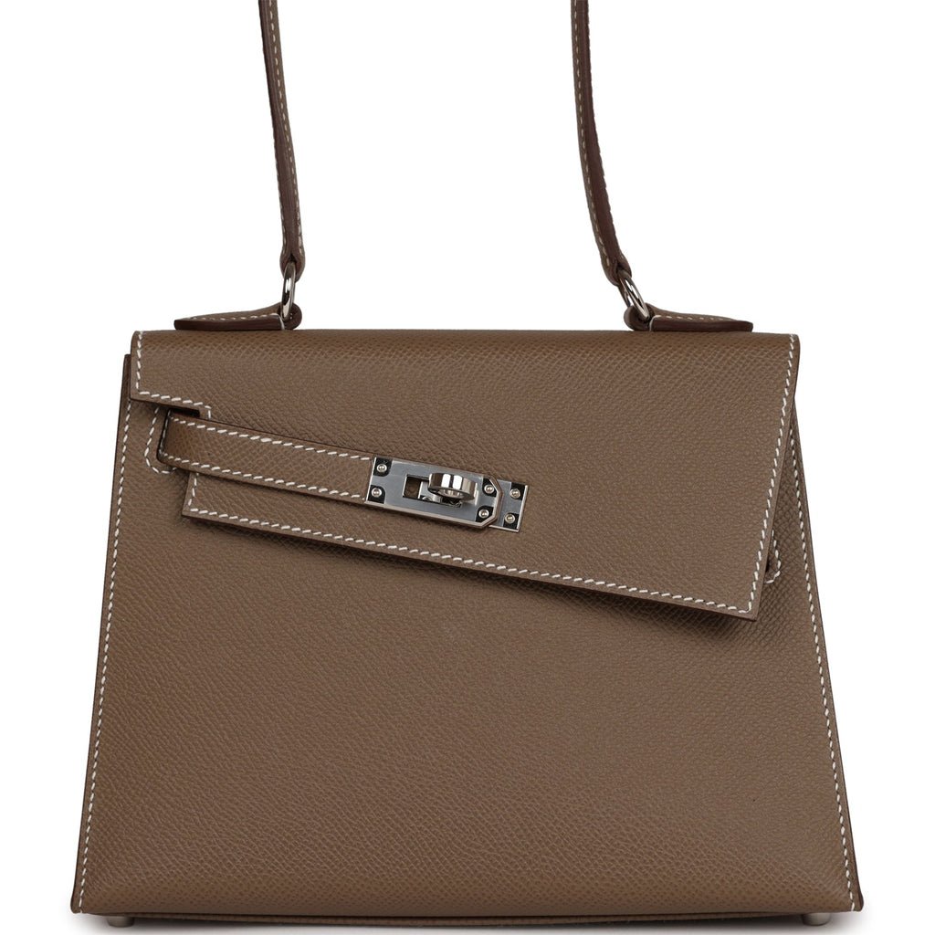 Hermes Kelly Sellier en Desordre 20 Etoupe Epsom Palladium Hardware