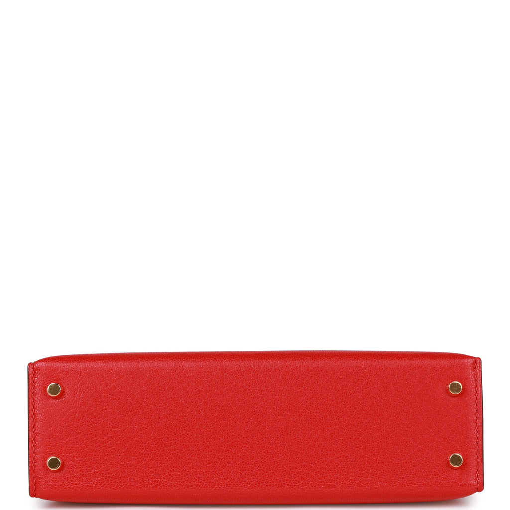 Hermes Kelly Sellier 20 Rouge de Coeur Chevre Gold Hardware