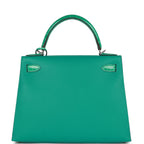 Hermes Kelly Sellier 28 Vert Verone Madame and Shiny Niloticus Crocodile Touch Palladium Hardware