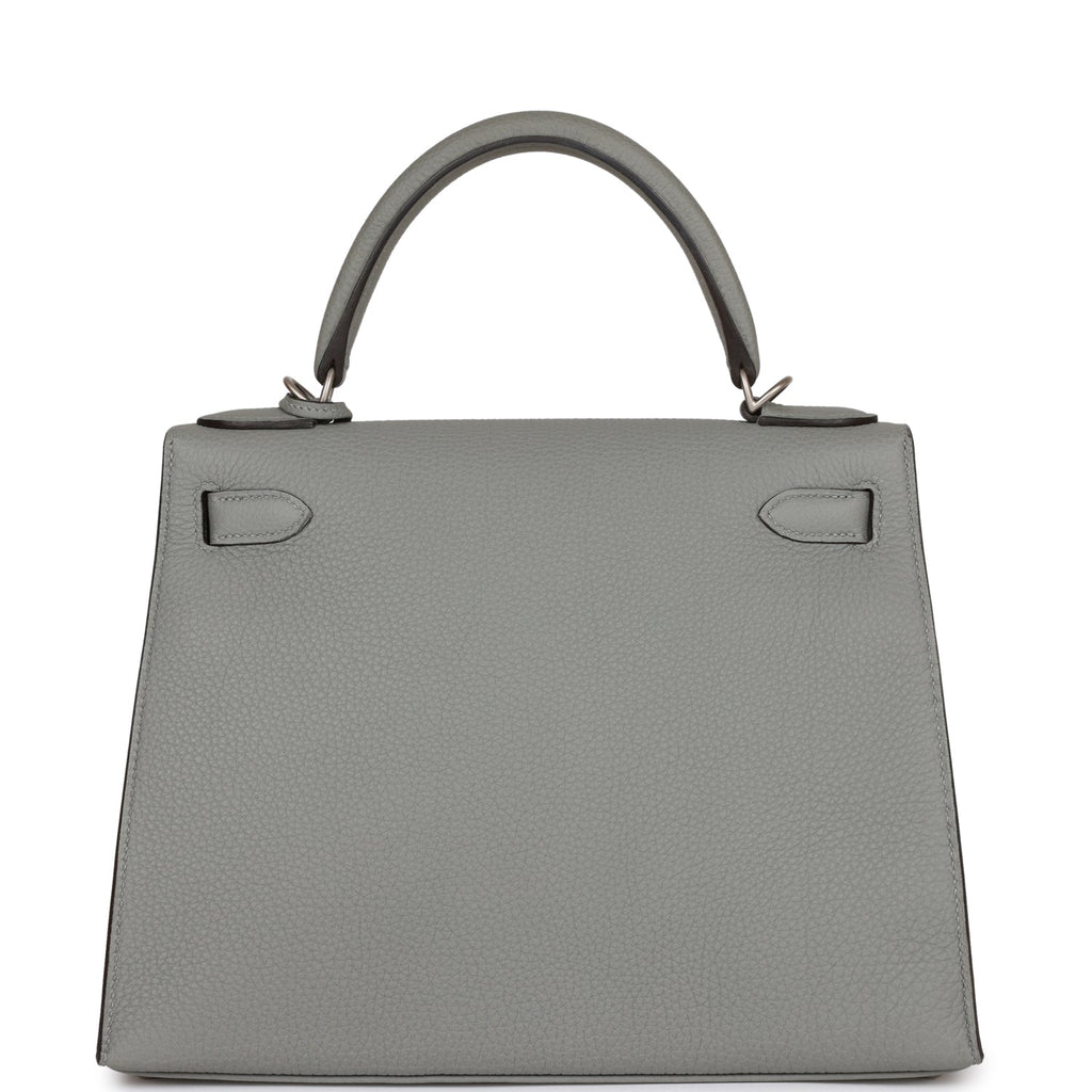 Hermes Special Order (HSS) Kelly Sellier 28 Gris Mouette Verso Togo Brushed Palladium Hardware