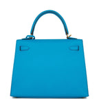 Hermes Kelly Sellier 25 Bleu Frida Epsom Gold Hardware