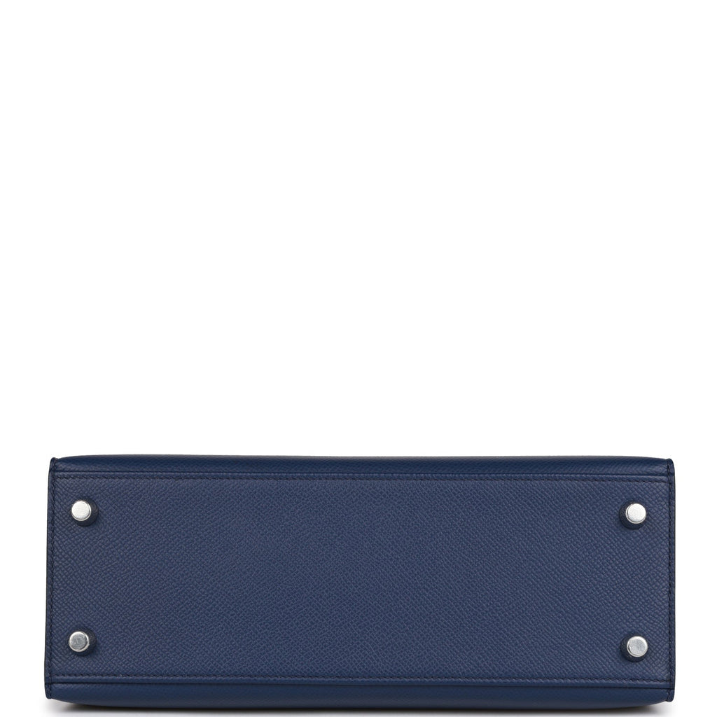 Hermes Kelly Sellier 25 Bleu Saphir Epsom Palladium Hardware