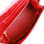 Hermes Kelly Sellier 25 Braise Shiny Porosus Crocodile Gold Hardware