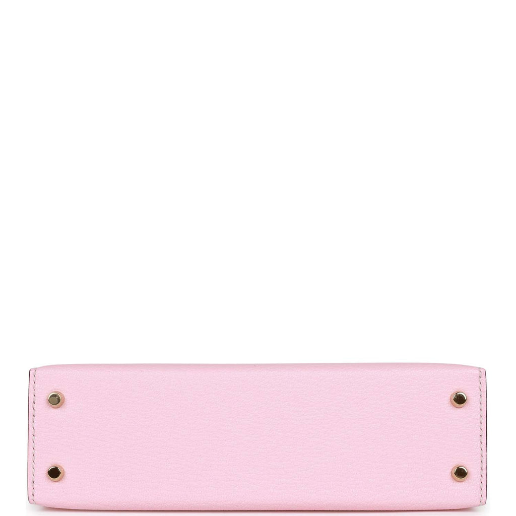 Hermes Special Order (HSS) Kelly 20 Rose Sakura and Gris Perle Chevre Mysore Permabrass