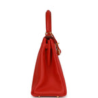 Top Quality Hermes Kelly Retourne 28 Rouge Casaque Togo Gold Hardware