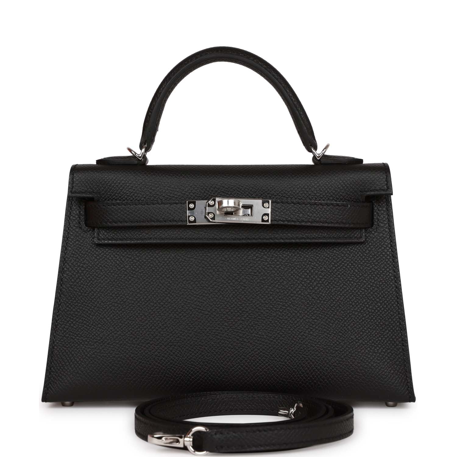 Hermes Kelly Sellier 20 Black Epsom Palladium Hardware