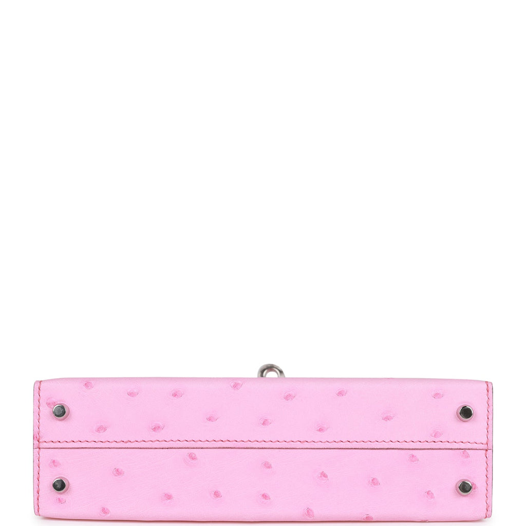 Hermes Kelly Sellier 20 Bubblegum Ostrich Palladium Hardware
