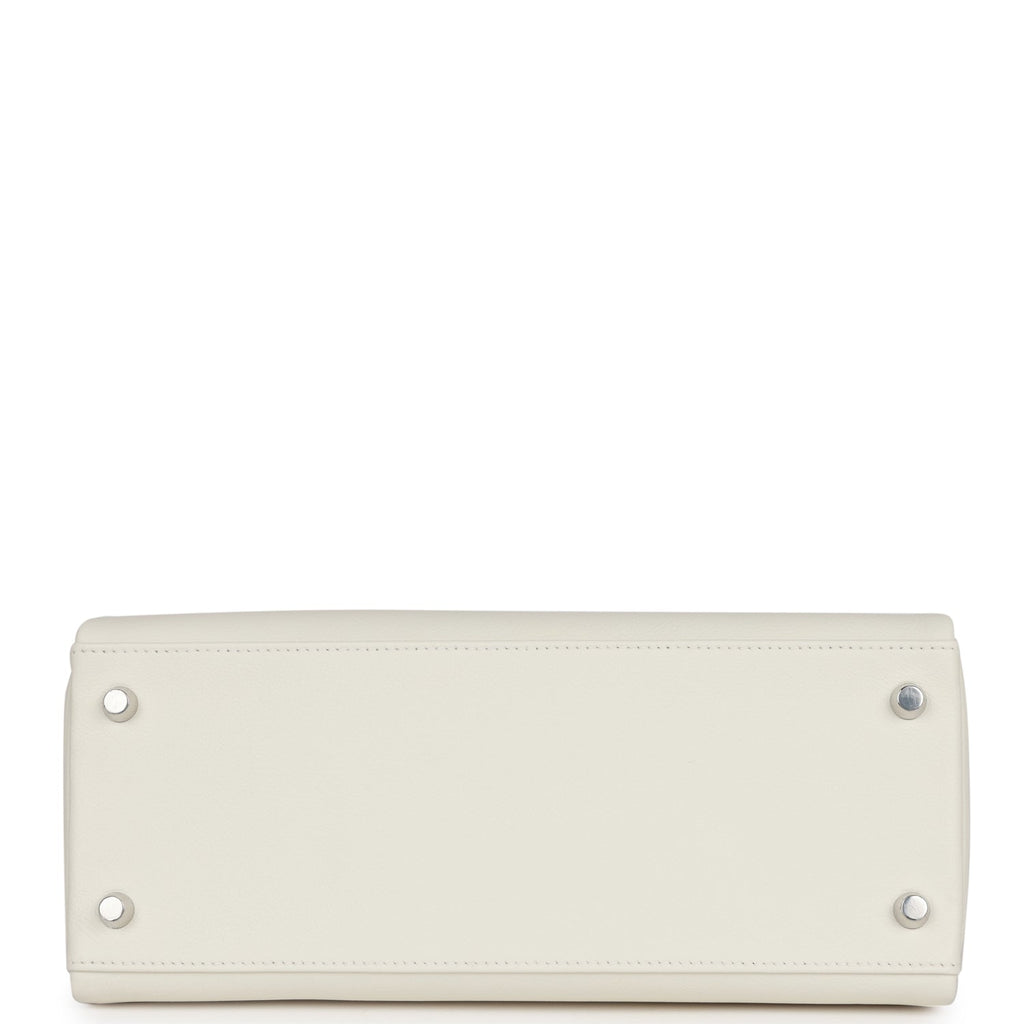 Hermes Kelly Retourne 28 White Evercolor Palladium Hardware