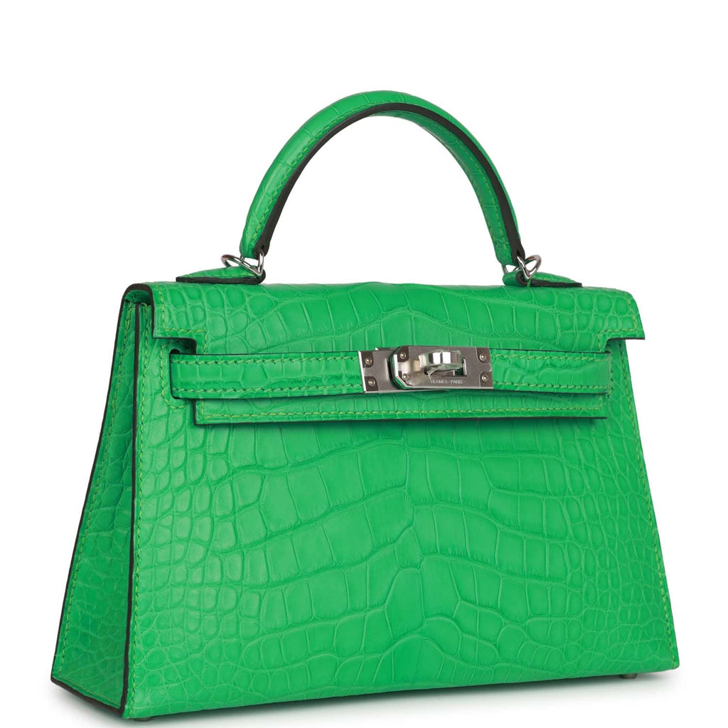 Hermes Kelly Sellier 20 Vert Comics Matte Alligator Palladium Hardware