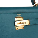 Hermes Kelly Sellier 28 Vert Bosphore Epsom Gold Hardware