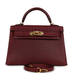 Top Quality Hermes Kelly 20 Rouge Grenat Chevre Gold Hardware