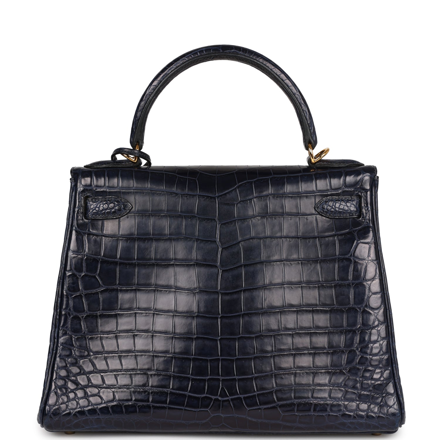 Top Quality Hermes Kelly Retourne 28 Bleu Indigo Matte Niloticus Crocodile Gold Hardware