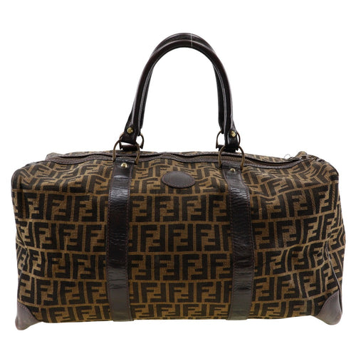 FENDI Boston Duffel bag canvas Brown vintage Zucca unisex(Unisex)
