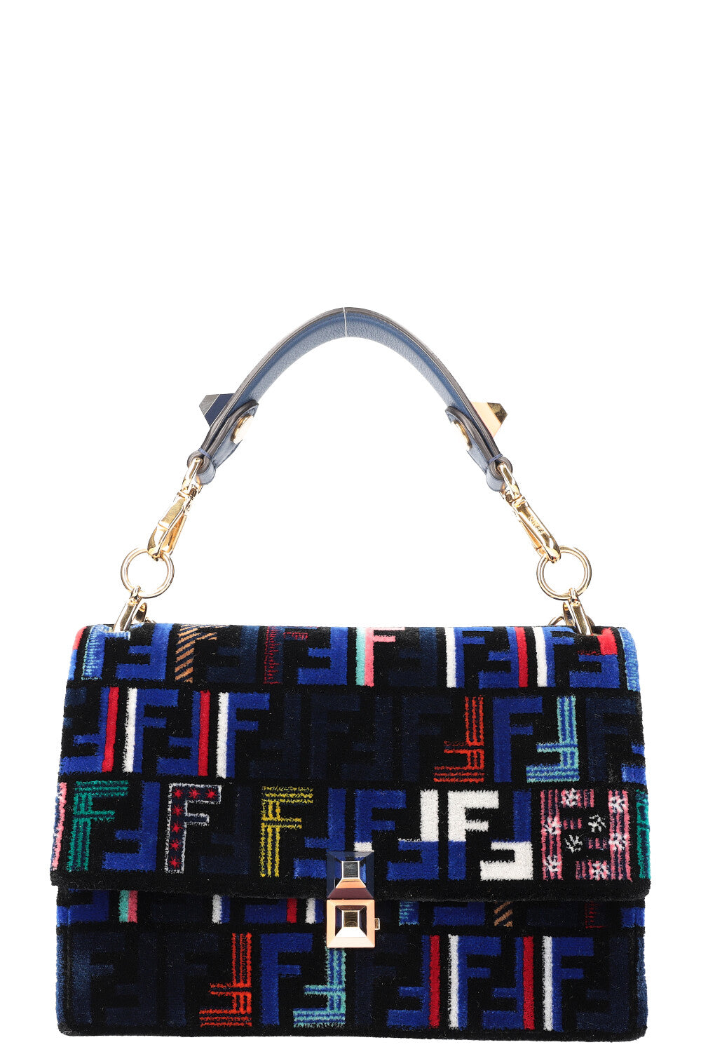 FENDI Kan I Bag Velvet Blue