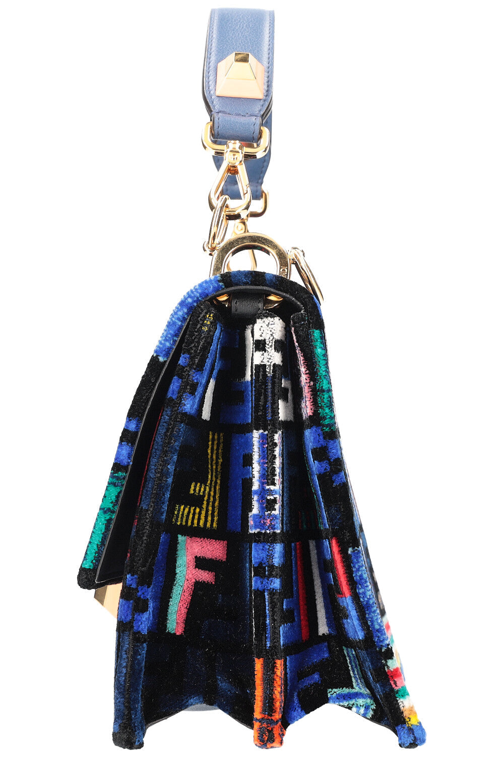 FENDI Kan I Bag Velvet Blue