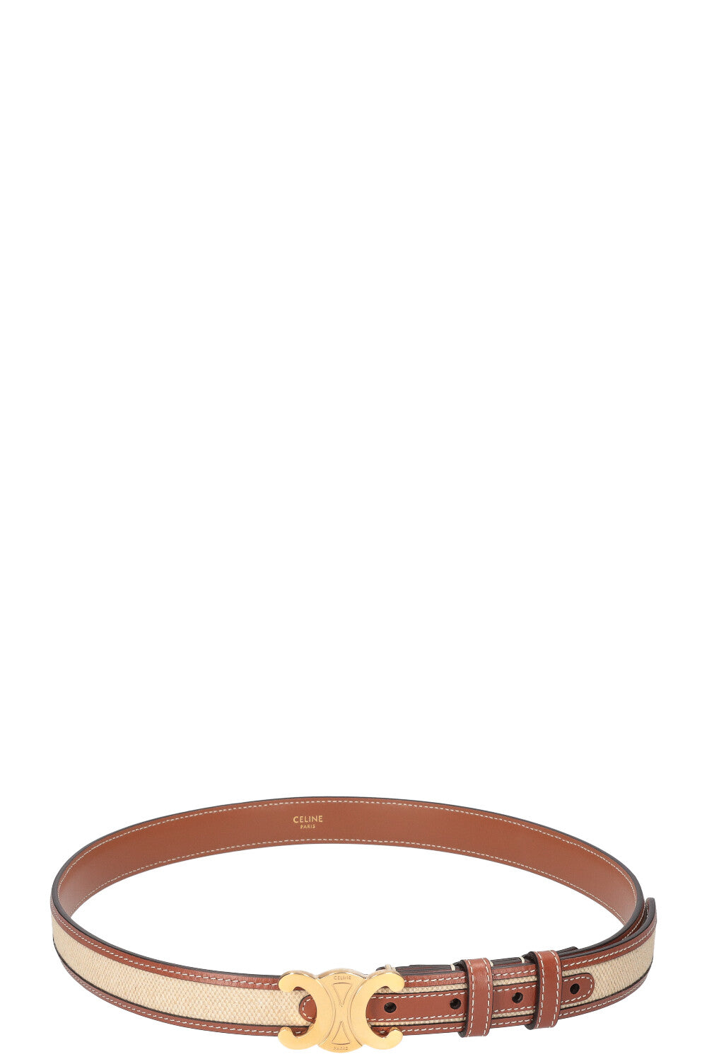 CELINE Triomphe Belt Canvas Tan