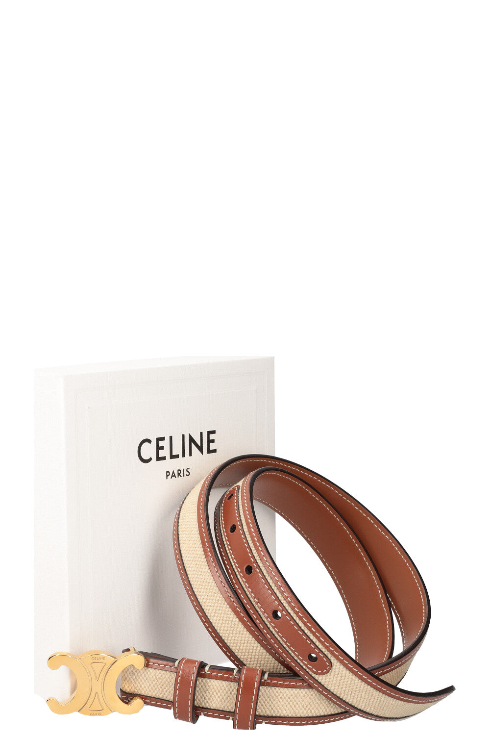 CELINE Triomphe Belt Canvas Tan