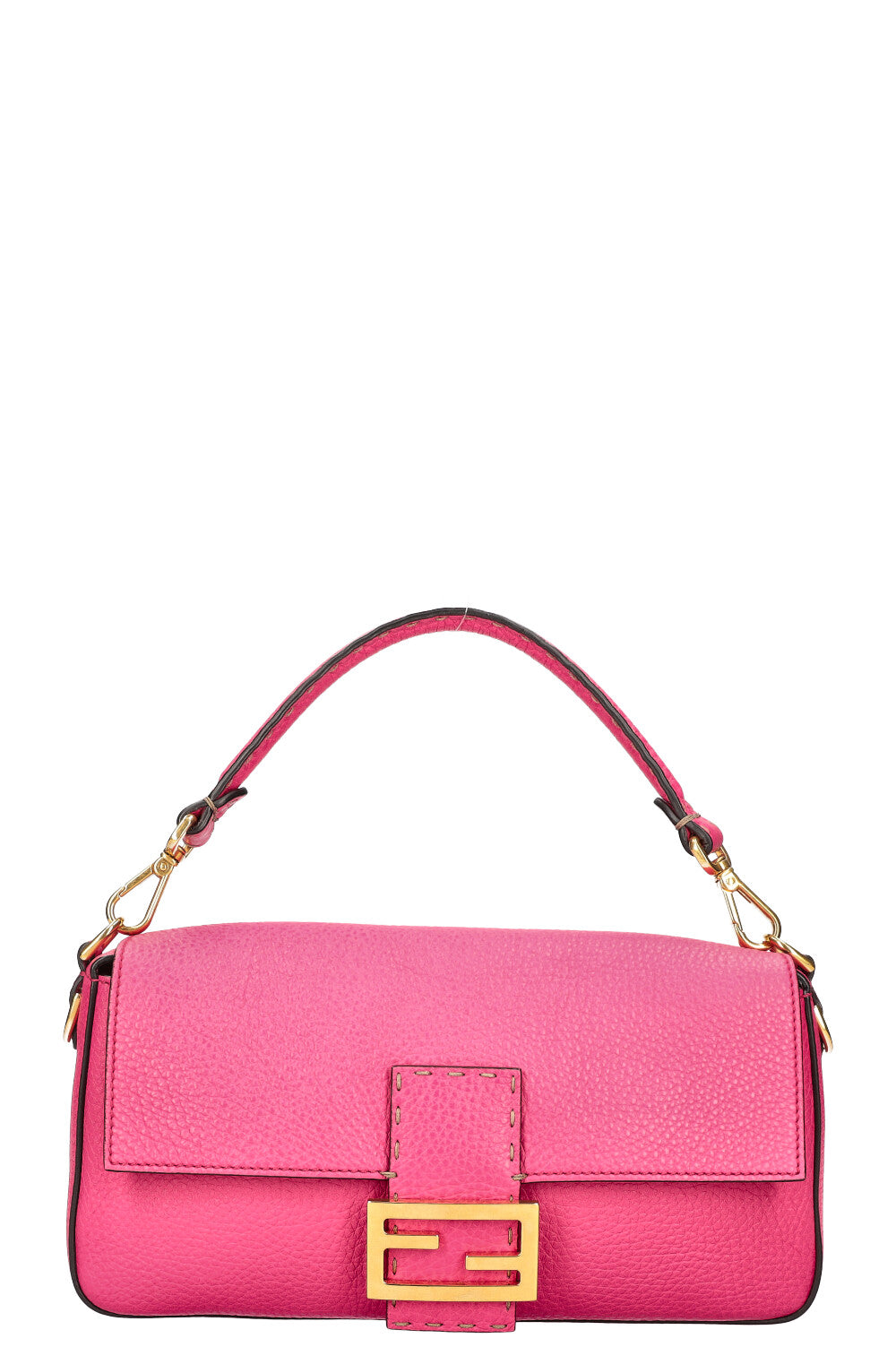 FENDI Baguette Bag Selleria Leather Pink