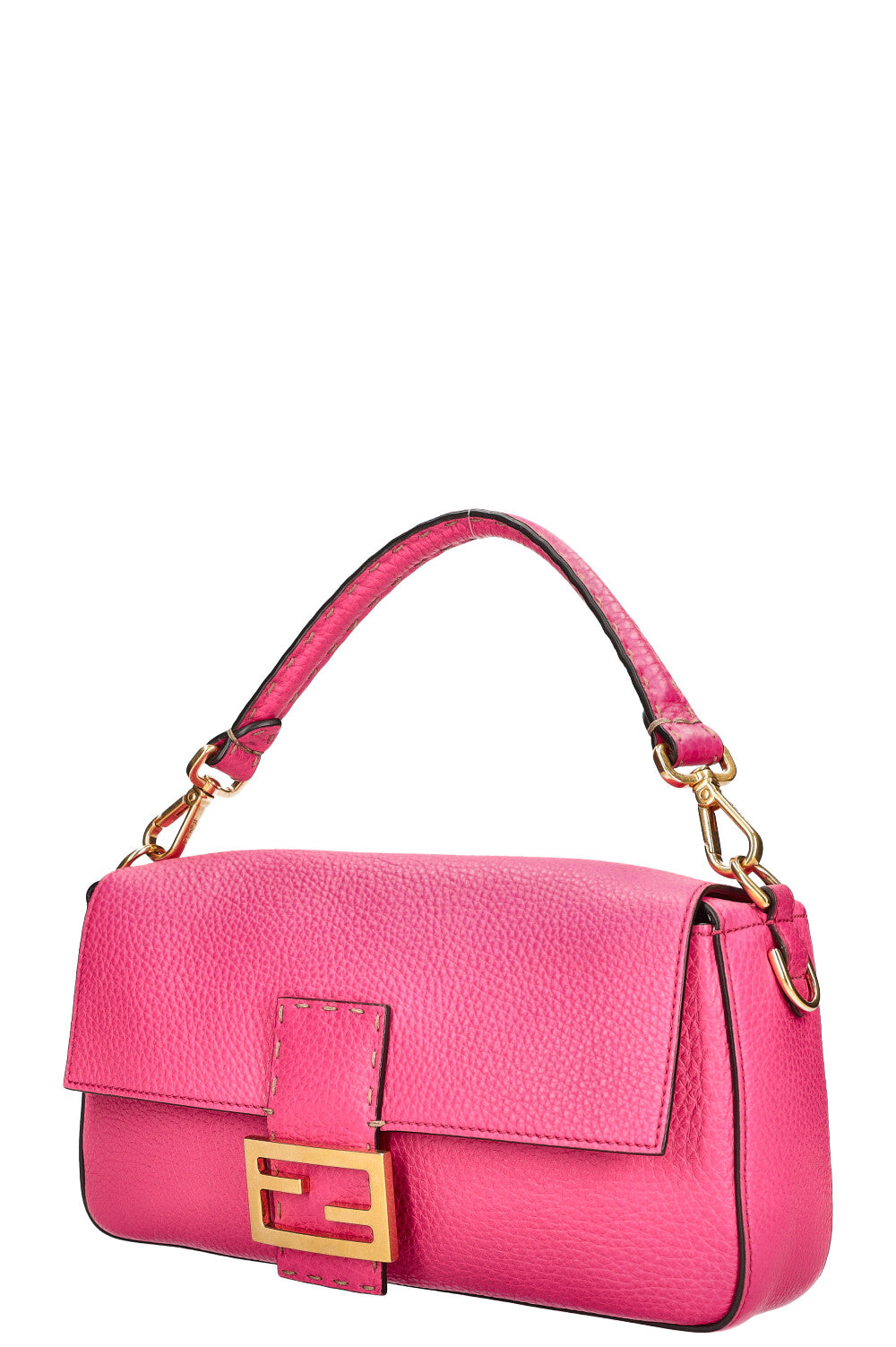 FENDI Baguette Bag Selleria Leather Pink