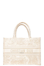 CHRISTIAN DIOR Medium Book Tote Toile de Jouy Embroidery Gold & White
