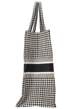 CHRISTIAN DIOR Houndstooth Book Tote Black & White