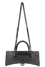 BALENCIAGA Hourglas Stretch Bag Croc Embossed Black