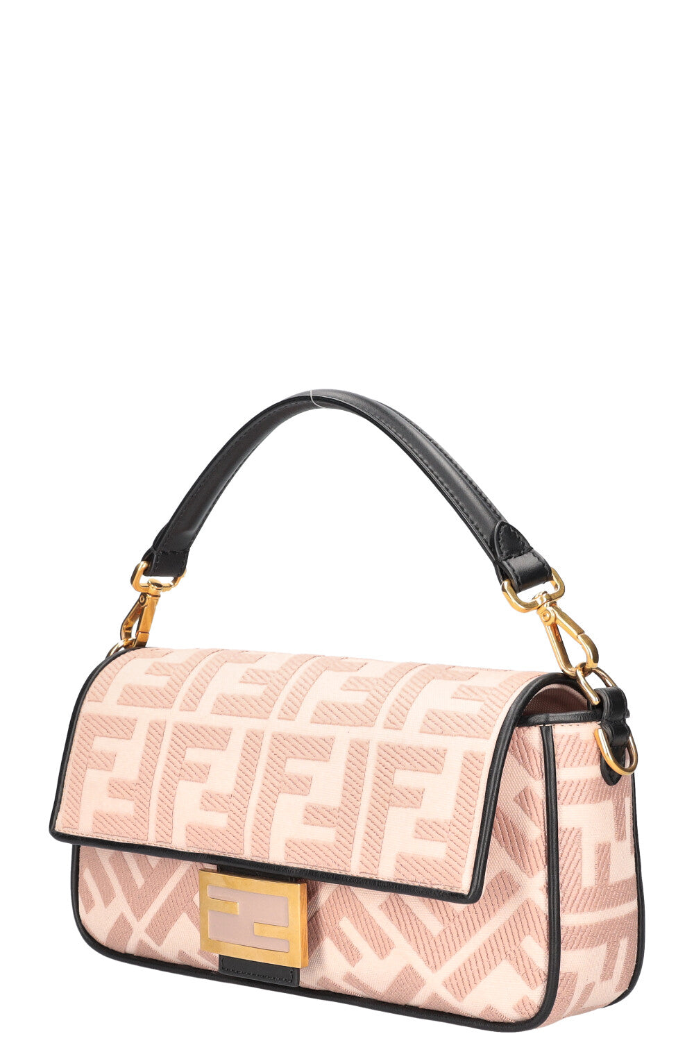 FENDI Baguette NM Zucca Embroidered Canvas Pink