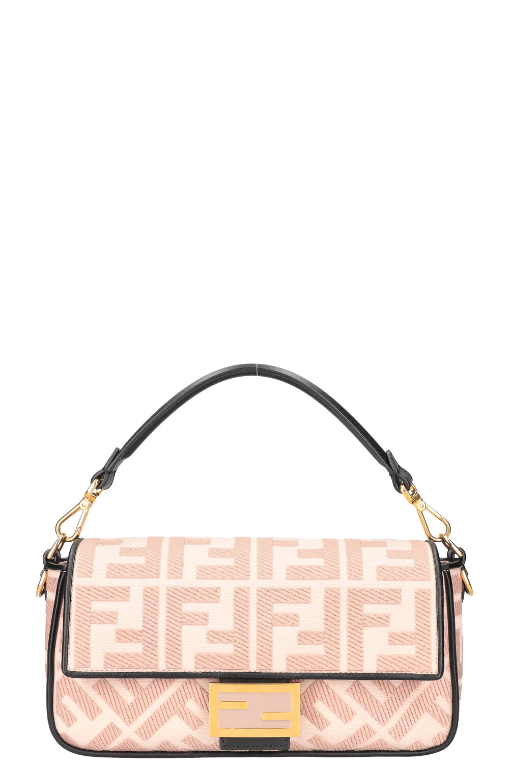 FENDI Baguette NM Zucca Embroidered Canvas Pink