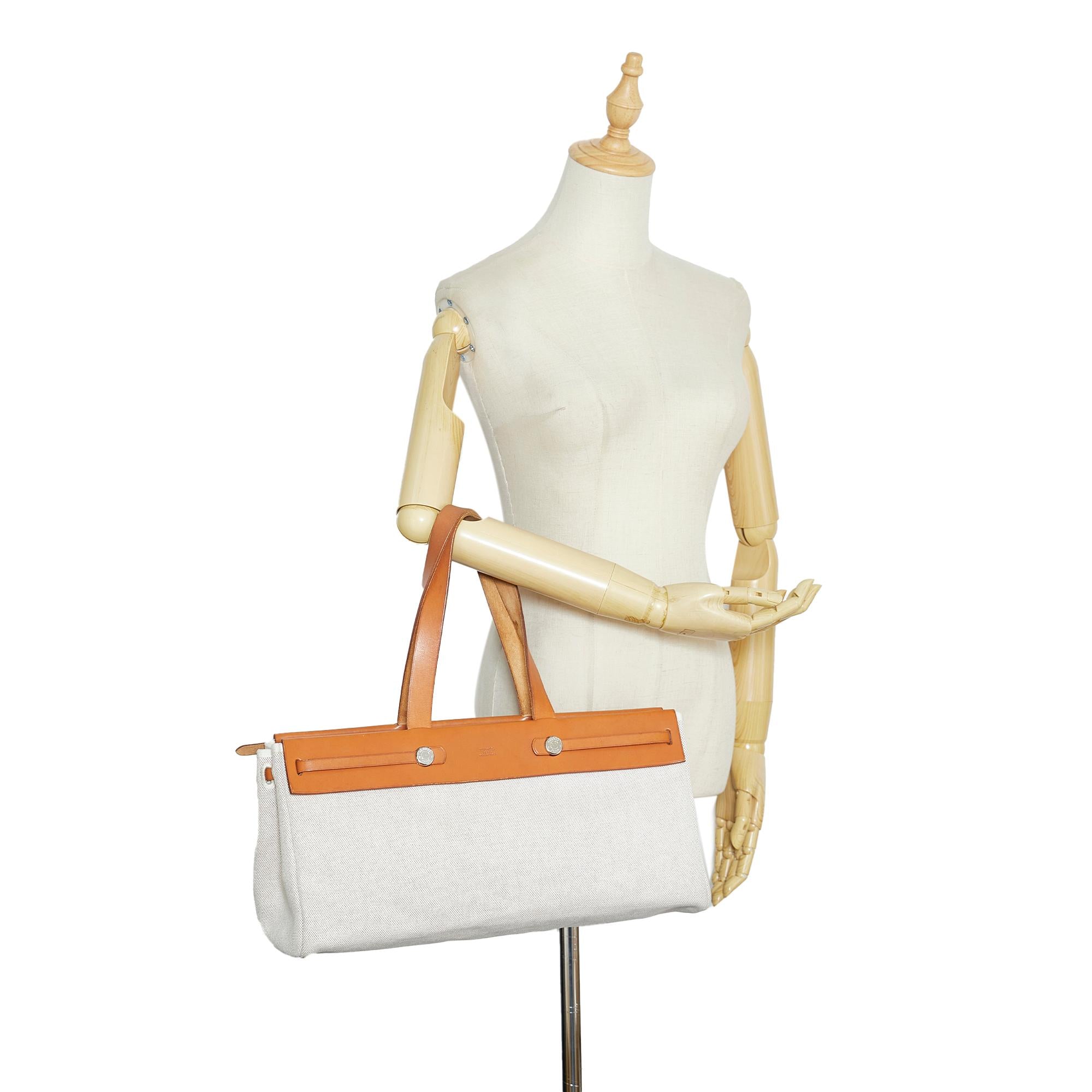 Hermes Herbag Cabas Toile MM (SHG-k7AfoD)