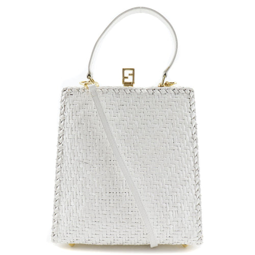 Fendi Leather Handbag White 2way