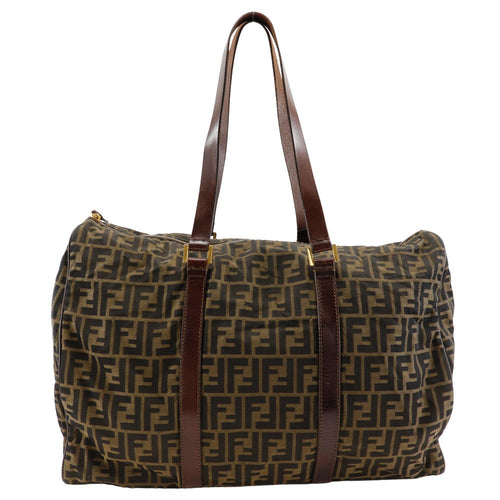 FENDI Boston Duffel bag Nylon canvas Brown Zucca unisex(Unisex)