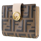 FENDI Bifold Wallet 8M0386 leather Brown / Pink Embossed logo Zucca F is Fendi Women