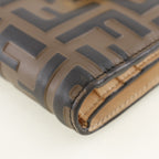 FENDI Bifold Wallet 8M0386 leather Brown / Pink Embossed logo Zucca F is Fendi Women