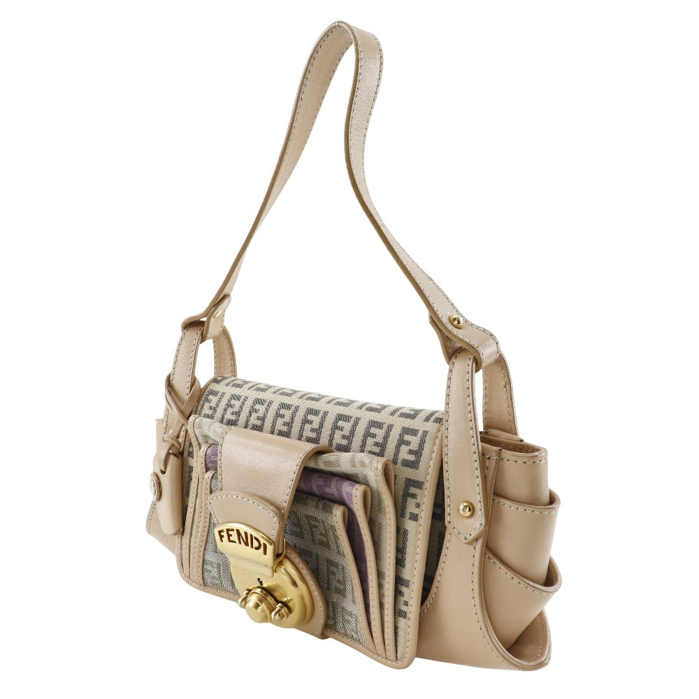 Fendi Zucchino Canvas Shoulder Bag 8BR422