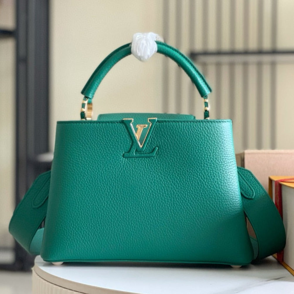 Louis Vuitton CAPUCINES MINI 21 DARK GREEN TAURILLON GOLD HARDWARE