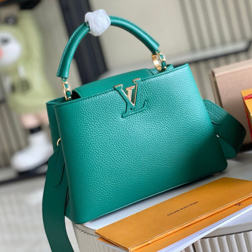 Louis Vuitton CAPUCINES MINI 21 DARK GREEN TAURILLON GOLD HARDWARE