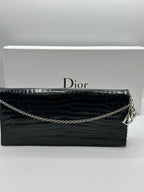 Dior Black Croc Purse On Chain